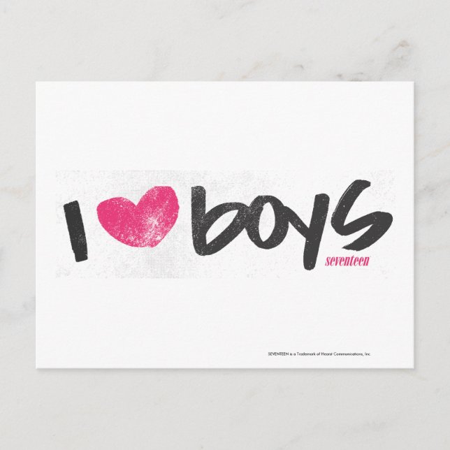 I Heart Boys Magenta Vykort (Framsida)