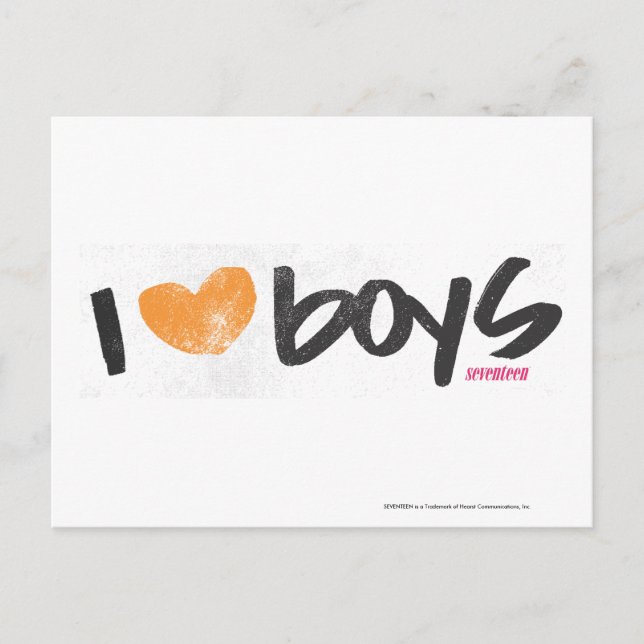 I Heart Boys Orange Vykort (Framsida)