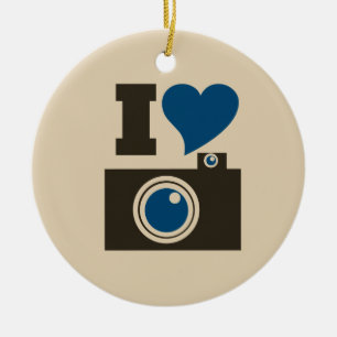 I Heart Camera Julgransprydnad Keramik