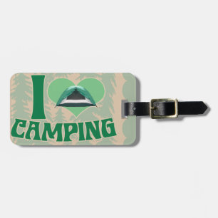 I Heart Camping Roligt Tält Tecknad Art Bagagebricka