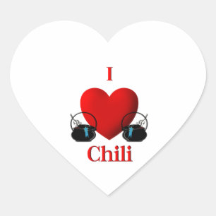 I Heart Chili Hjärtformat Klistermärke