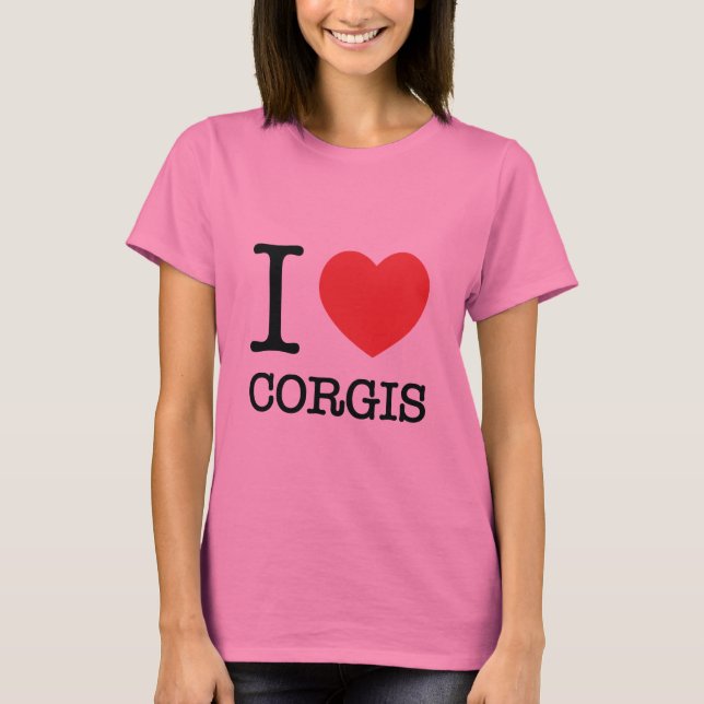 I Heart Corgis Dam Ringer T-shirt (Framsida)