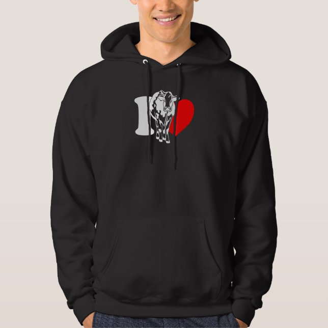 I Heart Cows - Funny Farmer, Cattle Rancher, Cow L Hoodie (Framsida)