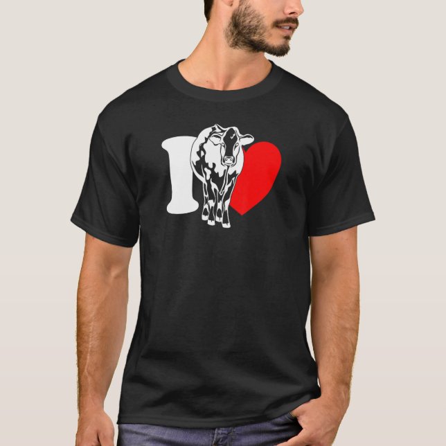 I Heart Cows - Funny Farmer, Cattle Rancher, Cow L T Shirt (Framsida)