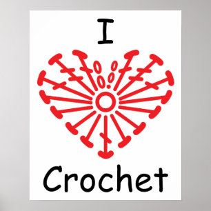 I Heart Crochet-Heart Crochet Chart Mönster Poster