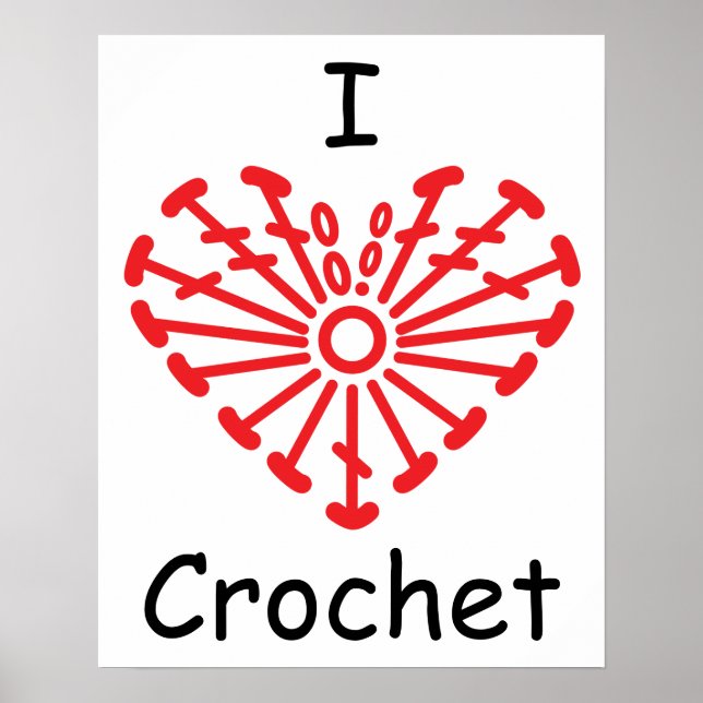 I Heart Crochet-Heart Crochet Chart Mönster Poster (Framsidan)
