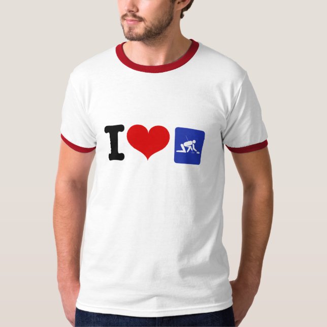 I Heart Curling T Shirt (Framsida)