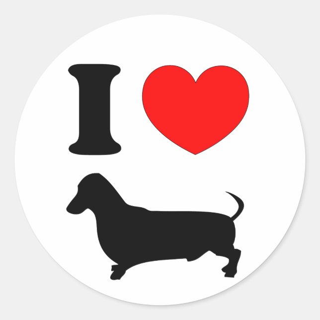 I Heart Dachshund Runt Klistermärke (Framsida)