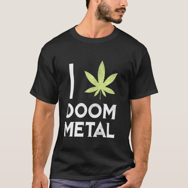 I Heart Doom Metall Stoner Pot Löv Metalhead Ogräs T Shirt (Framsida)