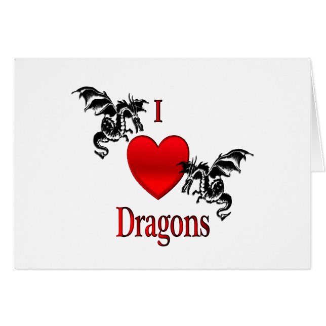 I Heart Dragons Hälsningskort (Framsidan Horizontal)