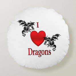 I Heart Dragons Rund Kudde
