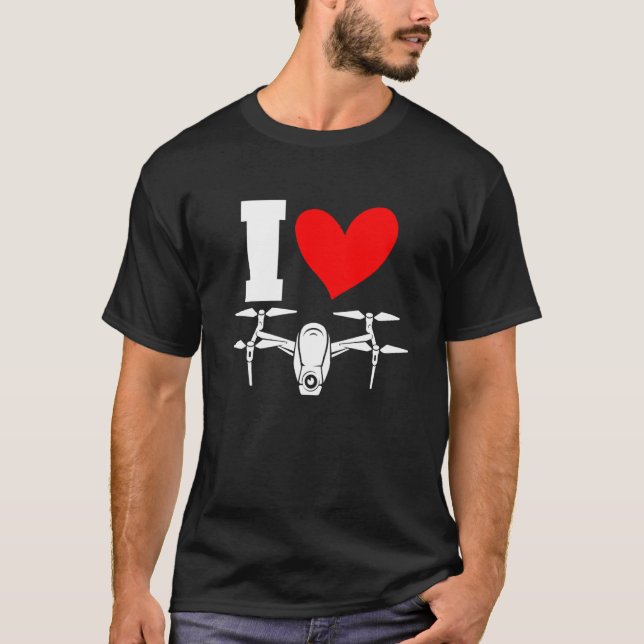 I Heart Drone Quadcopter Remote Control FVP Operat T Shirt (Framsida)