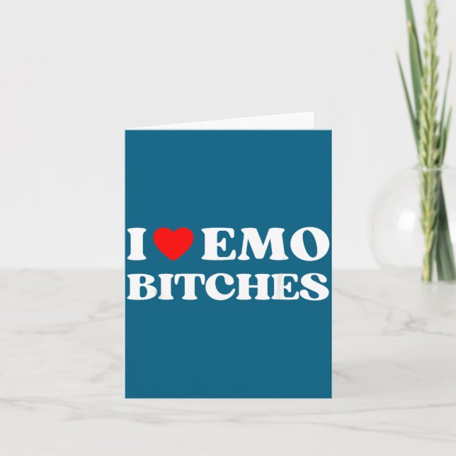 I Heart Emo Es Funny Quote Red Heart Emo Girl Styl Kort (Framsida)