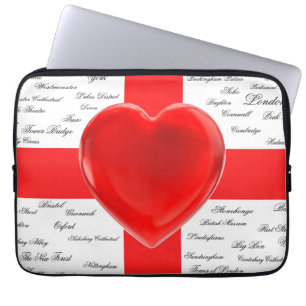 I Heart England Flagga of St George Patriotic Laptop Sleeve