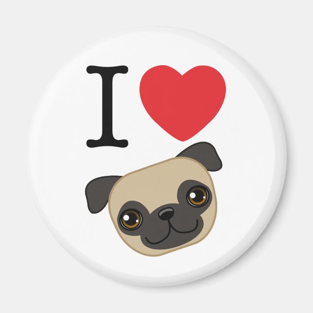 I Heart Fawn Pugs Magnet (Framsidan)