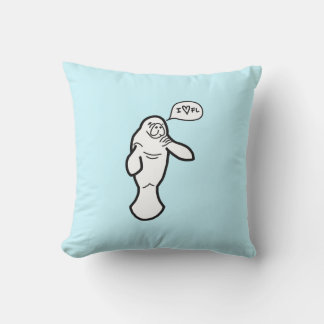 I Heart Florida Manatee Pillow - Sea Blue Kudde