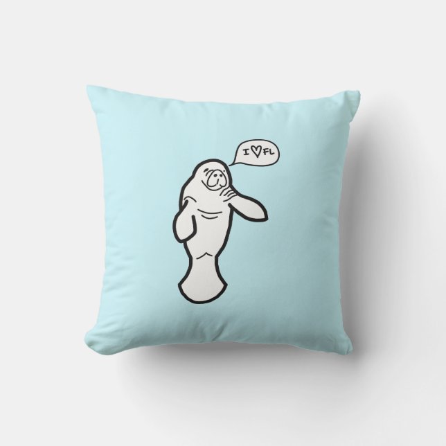 I Heart Florida Manatee Pillow - Sea Blue Kudde (Framsida)