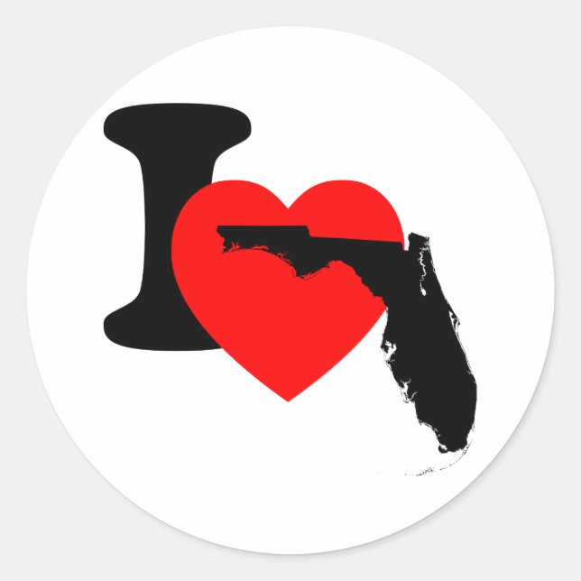 I Heart Florida Runt Klistermärke (Framsida)