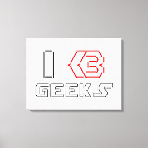 I Heart Geeks ASCII ART Canvastryck