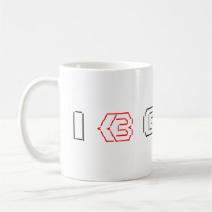 I Heart Geeks ASCII ART Kaffemugg