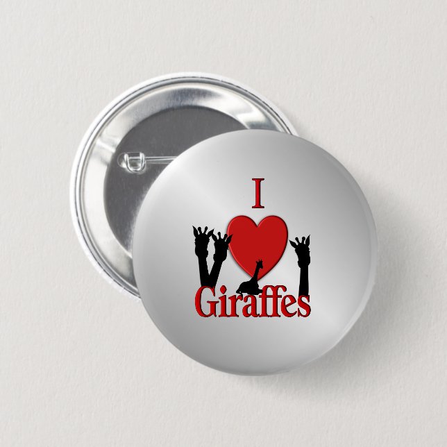 I Heart Giraffes Silver Knapp (Framsida & baksida)