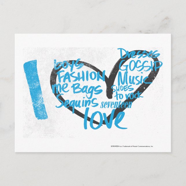 I Heart Graffiti Aqua Vykort (Framsida)