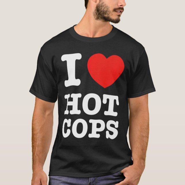I Heart Hett Cops Premium T-Shirt (Framsida)
