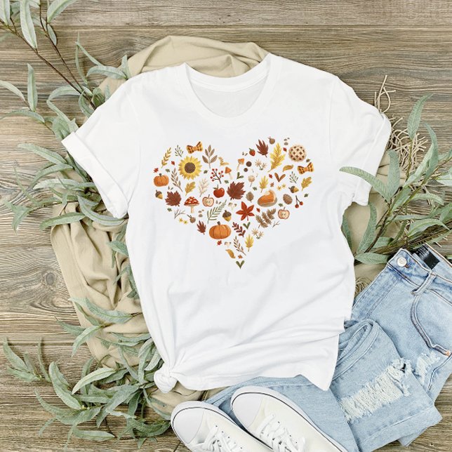I Heart Höst löv och Pumpkins Thanksgiving T Shirt (Skapare uppladdad)