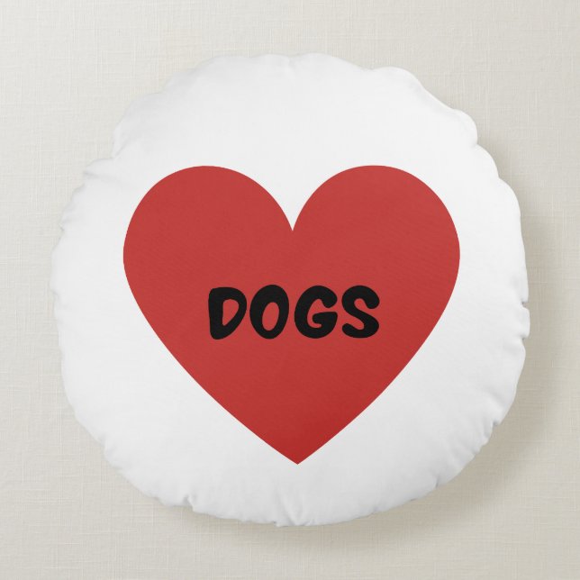 I Heart Hundar Rund Kudde (Framsidan)