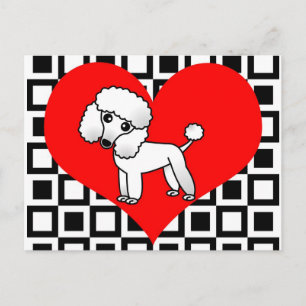 I Heart Hundar - White Pudel Vykort