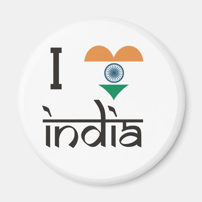 I "Heart" Indien - I Kärlek Indien Magnet (Framsidan)