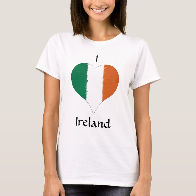 I Heart Ireland Irish Flagga T Shirt (Framsida)