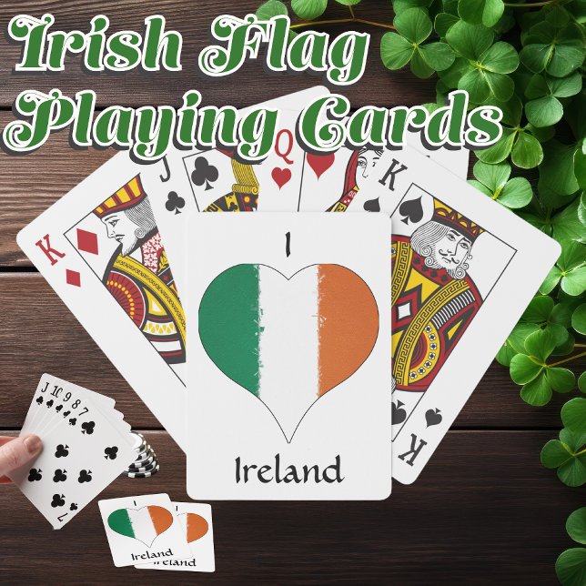 I Heart Ireland Tricolor Flagga Casinokort (Irish Flag Playing Cards, bring these to the Irish pub on St. Patrick's Day.)