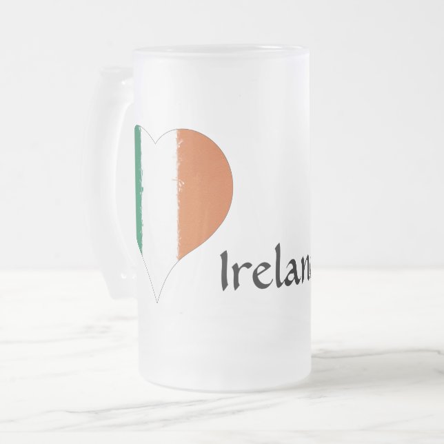 I Heart Ireland Tricolor Flagga Frostat Ölglas (Framsida vänster)