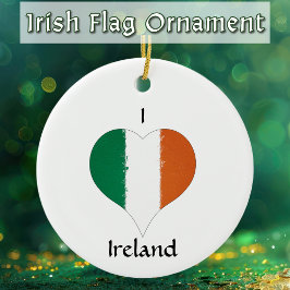 I Heart Ireland Tricolor Flagga Julgransprydnad Keramik