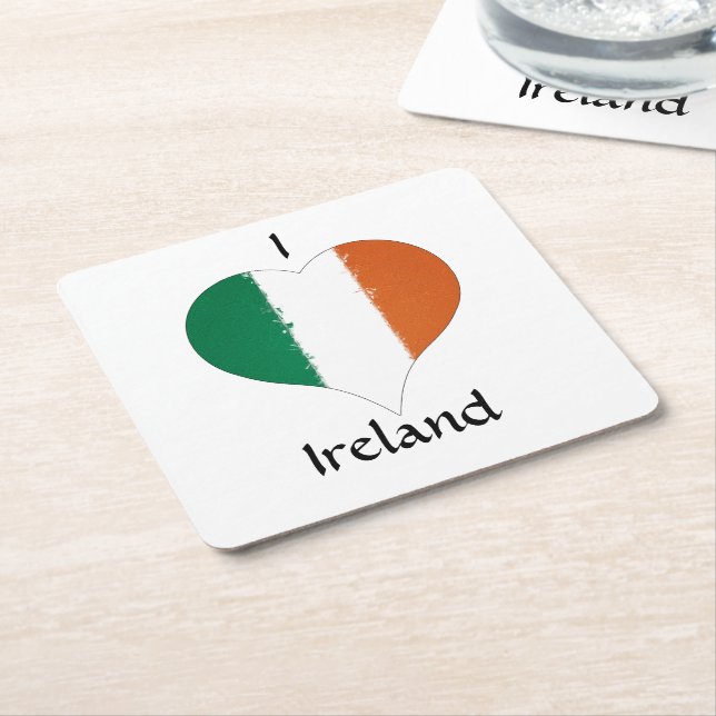 I Heart Ireland Tricolor Flagga Underlägg Papper Kvadrat (Vinklad)