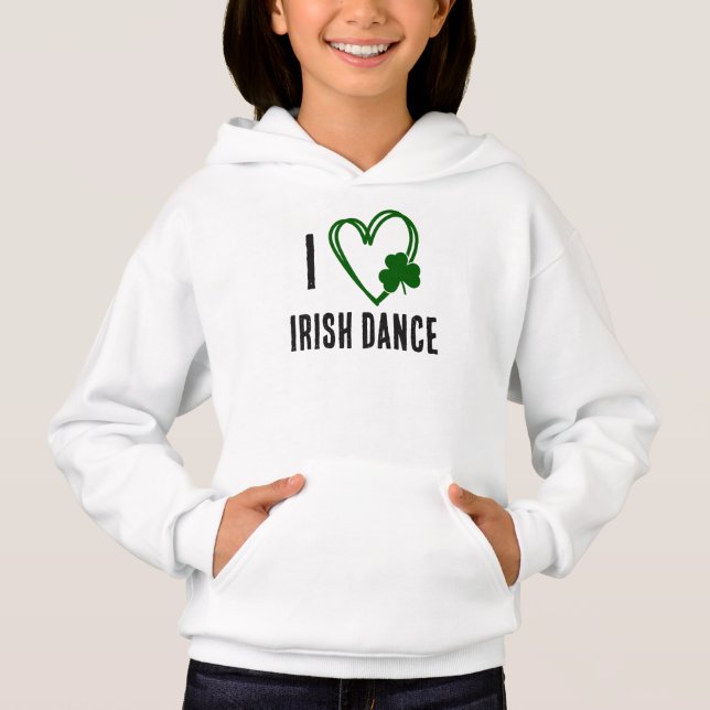 I Heart Irish Dance - Grönt Heart with Shamrock T Shirt (Framsida)