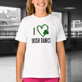 I Heart Irish Dance - Grönt Heart with Shamrock T Shirt