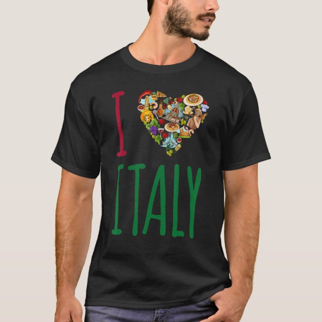 I Heart Italien Flagga Heart Italia Italiano M T Shirt (Framsida)