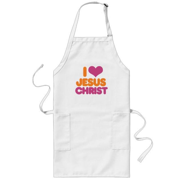 I Heart Jesus Christ Långt Förkläde (Framsidan)