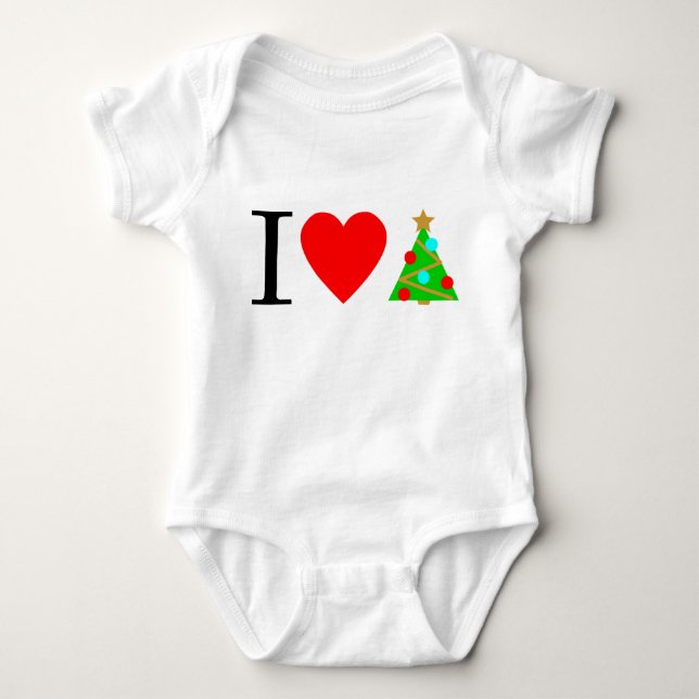I Heart Julgran Baby Kostym Tee Shirt (Framsida)