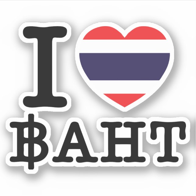 I Heart (Kärlek) Baht Klistermärken (Framsida)
