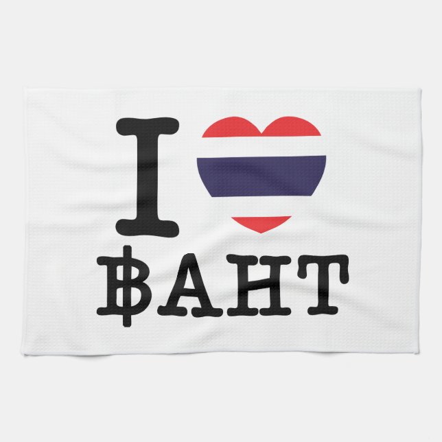 I Heart (Kärlek) Baht Kökshandduk (Horisontell)