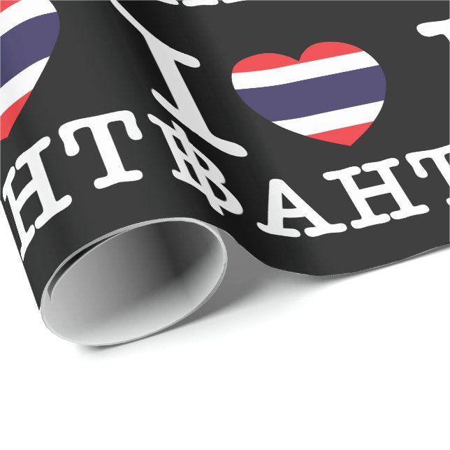 I Heart (Kärlek) Baht Presentpapper (Rullad Hörn)