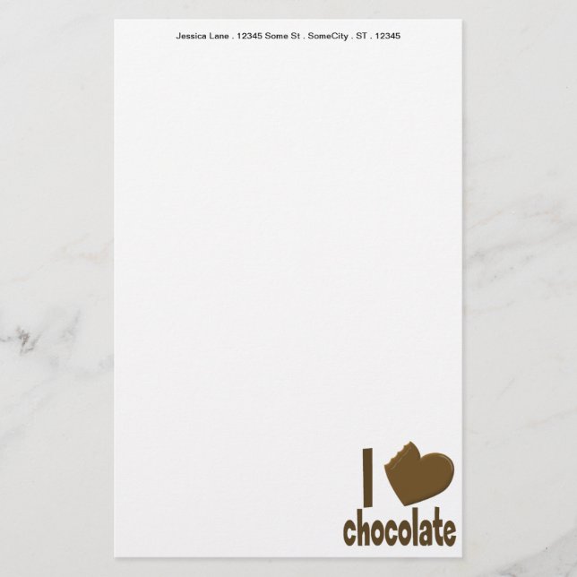 I Heart Kärlek Chocolate Brevpapper (Framsida)