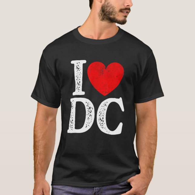 I Heart Kärlek Dc Washington D C Distress Souvenir T Shirt (Framsida)