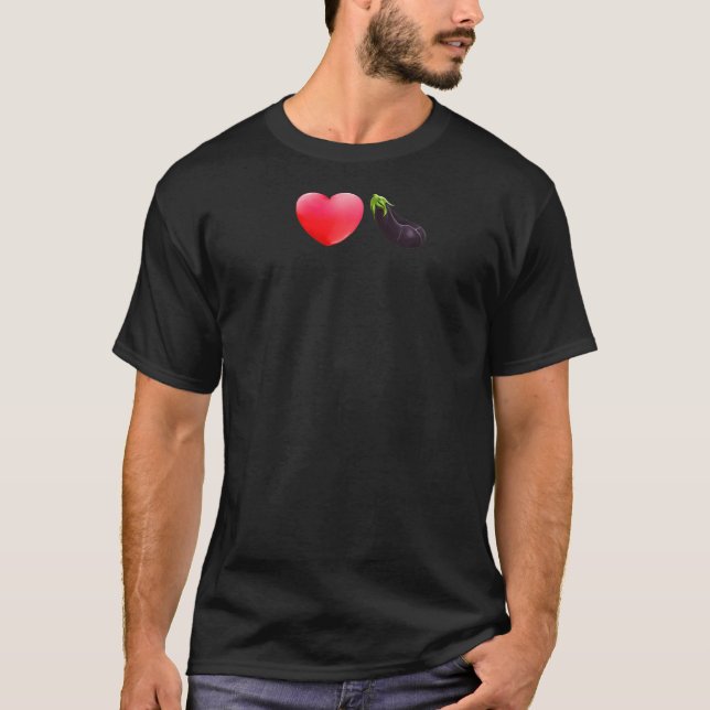 I Heart Kärlek Dick Eggplant Raglan T Shirt (Framsida)