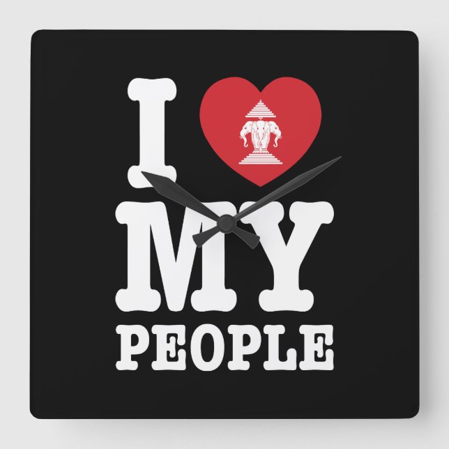 I Heart (Kärlek) Erawan My Lao People Fyrkantig Klocka (Framsida)