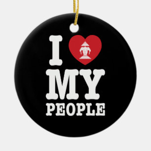 I Heart (Kärlek) Erawan My Lao People Julgransprydnad Keramik