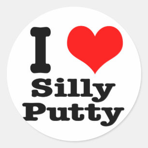 I HEART (KÄRLEK) fånig putty Runt Klistermärke